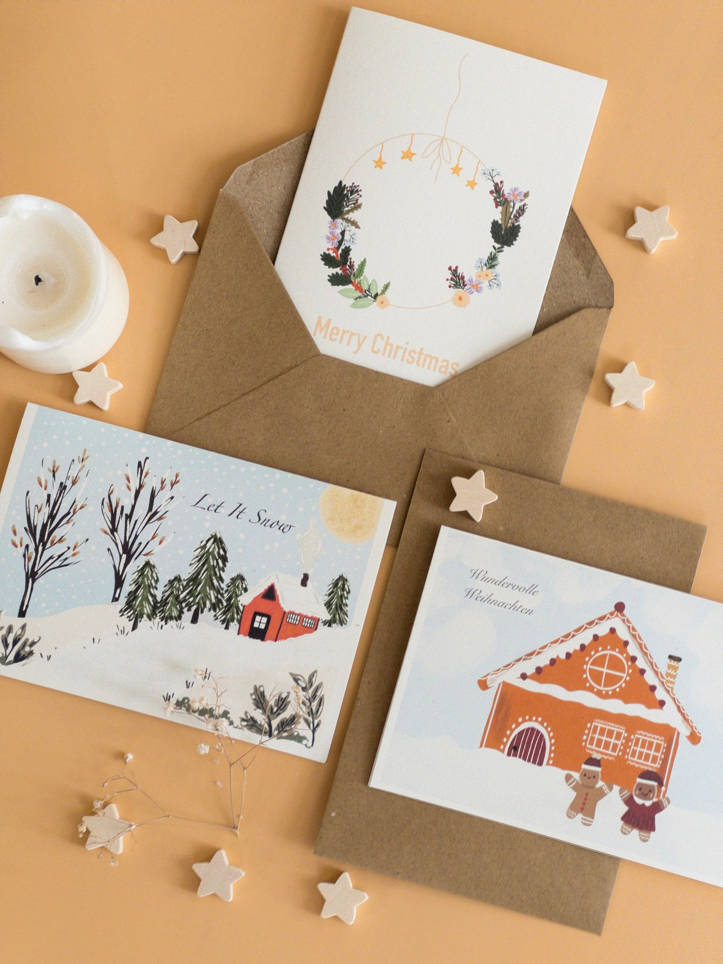 A Set of 3 Christmas Cards | Holiday Greeting Set