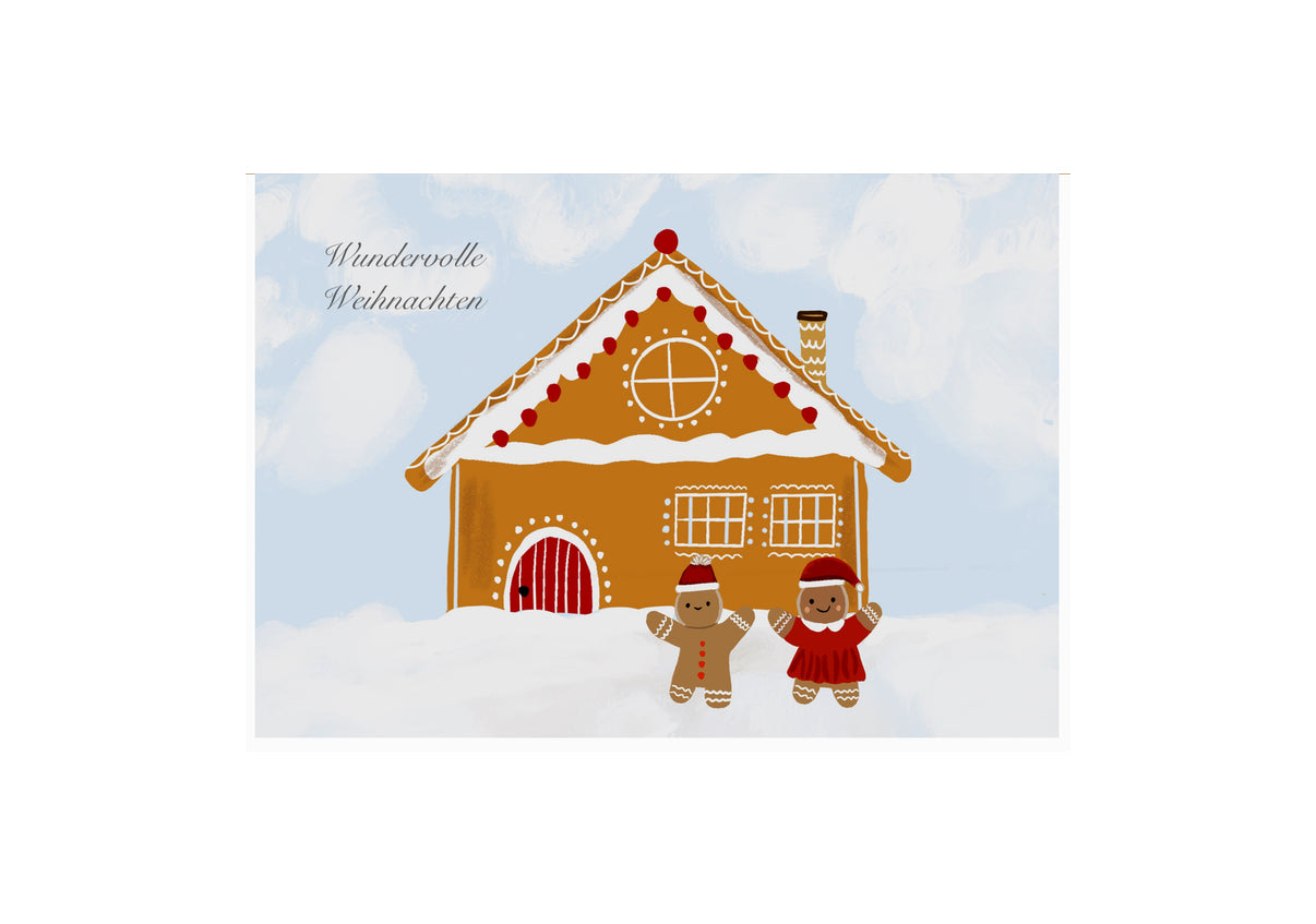 Gingerbread Men & House Illustration | Christmas Card
