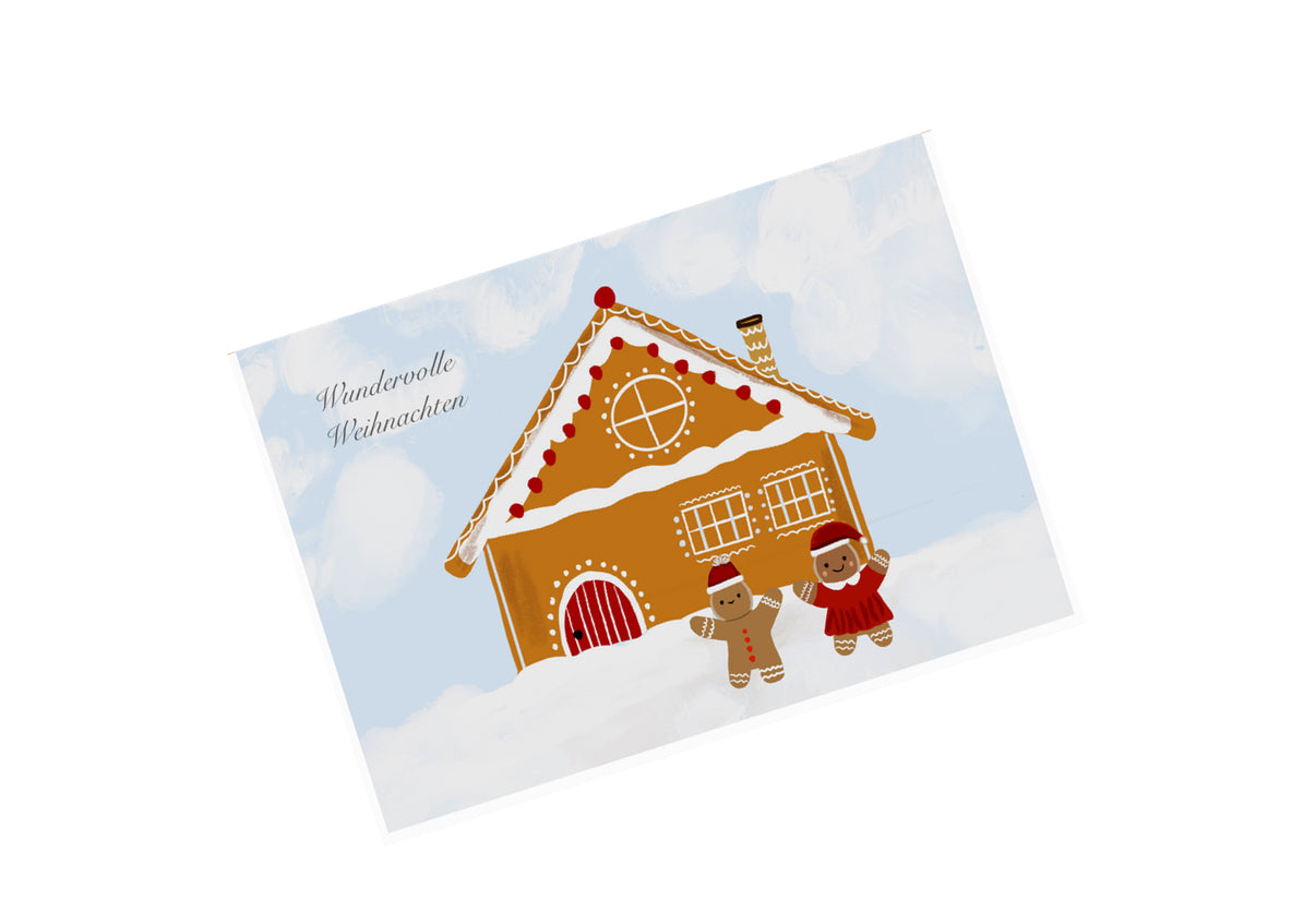 Gingerbread Men & House Illustration | Christmas Card