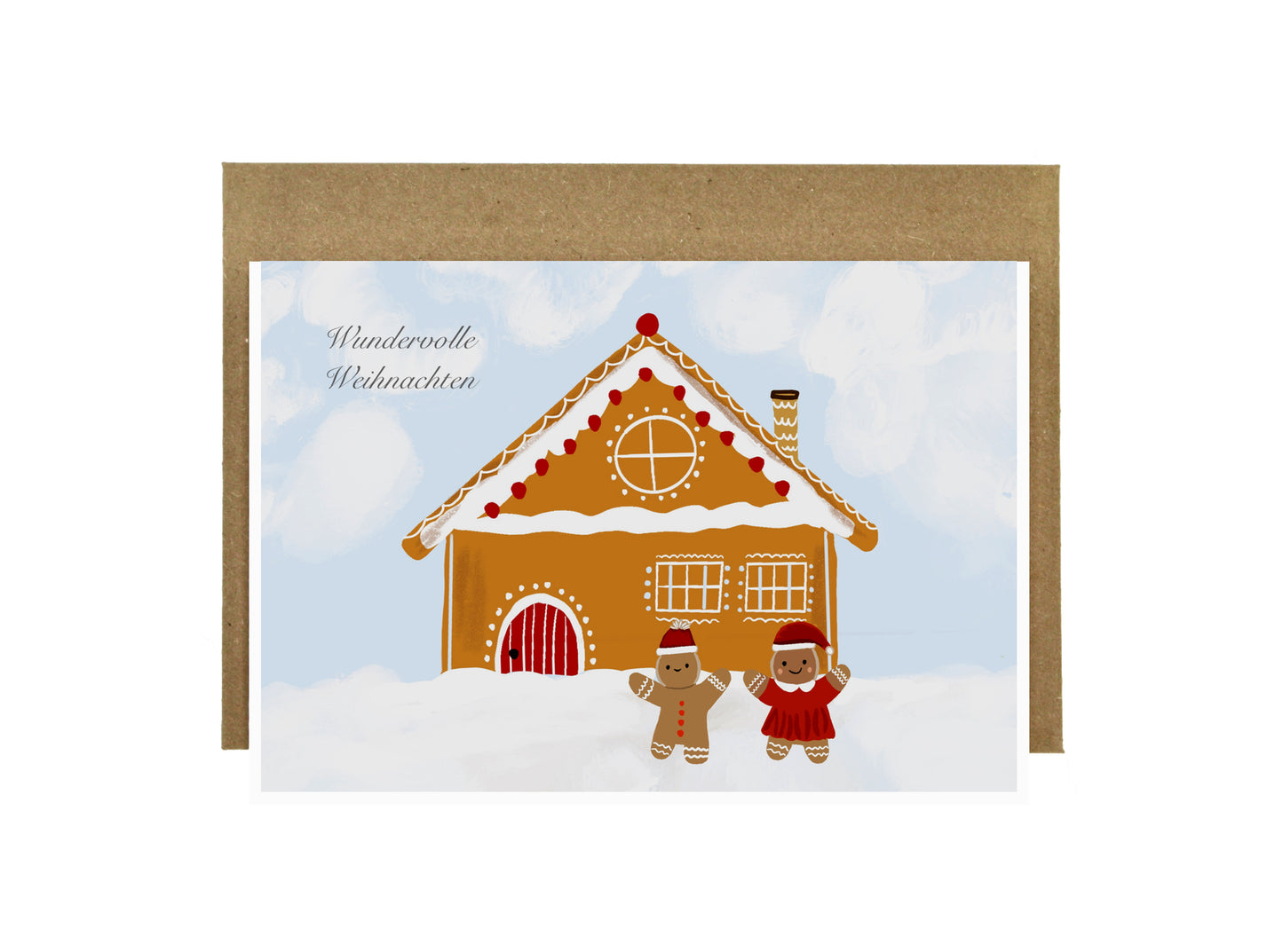 Gingerbread Men & House Illustration | Christmas Card