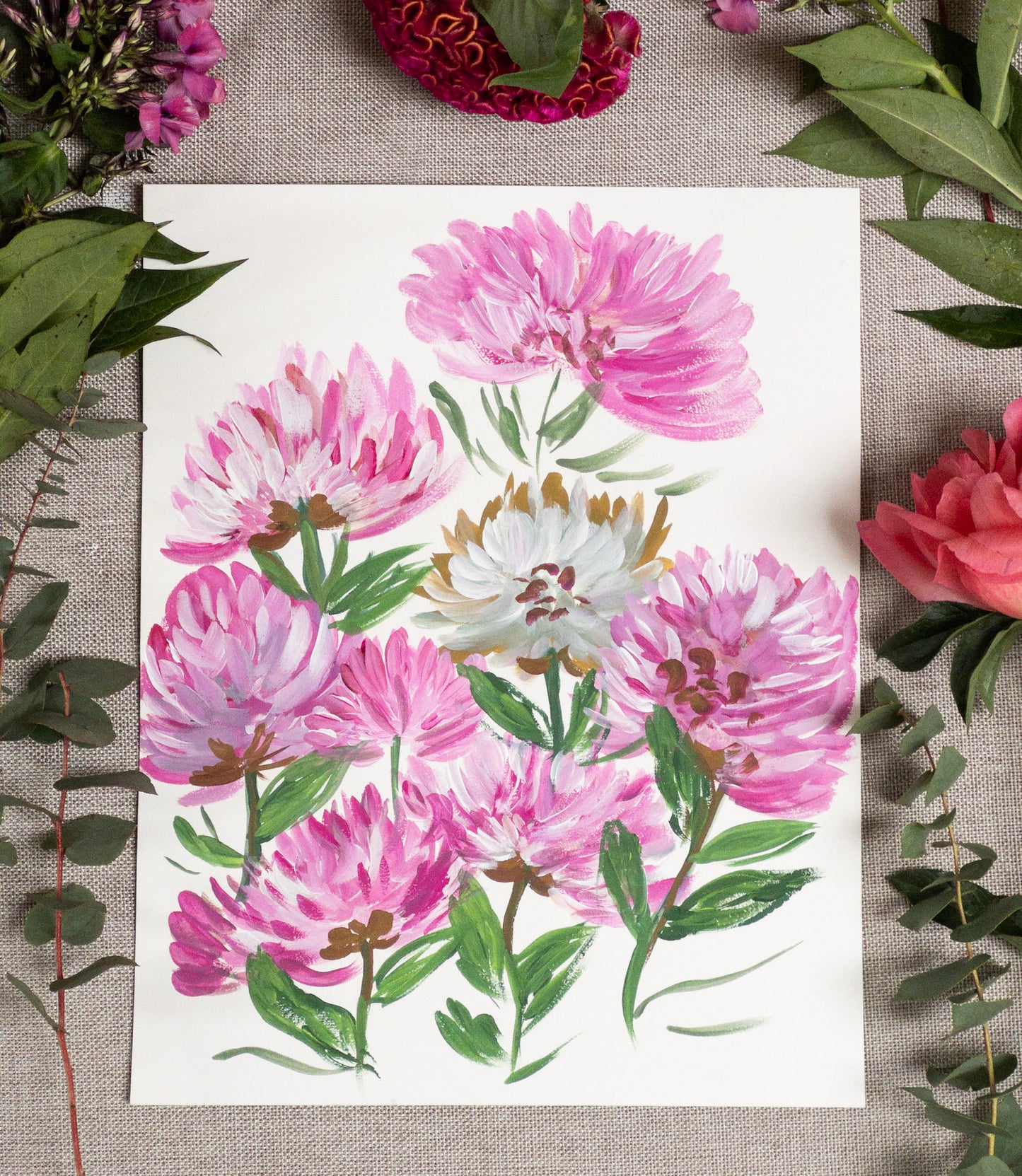 Pink Flower Bouquet | Floral Painting