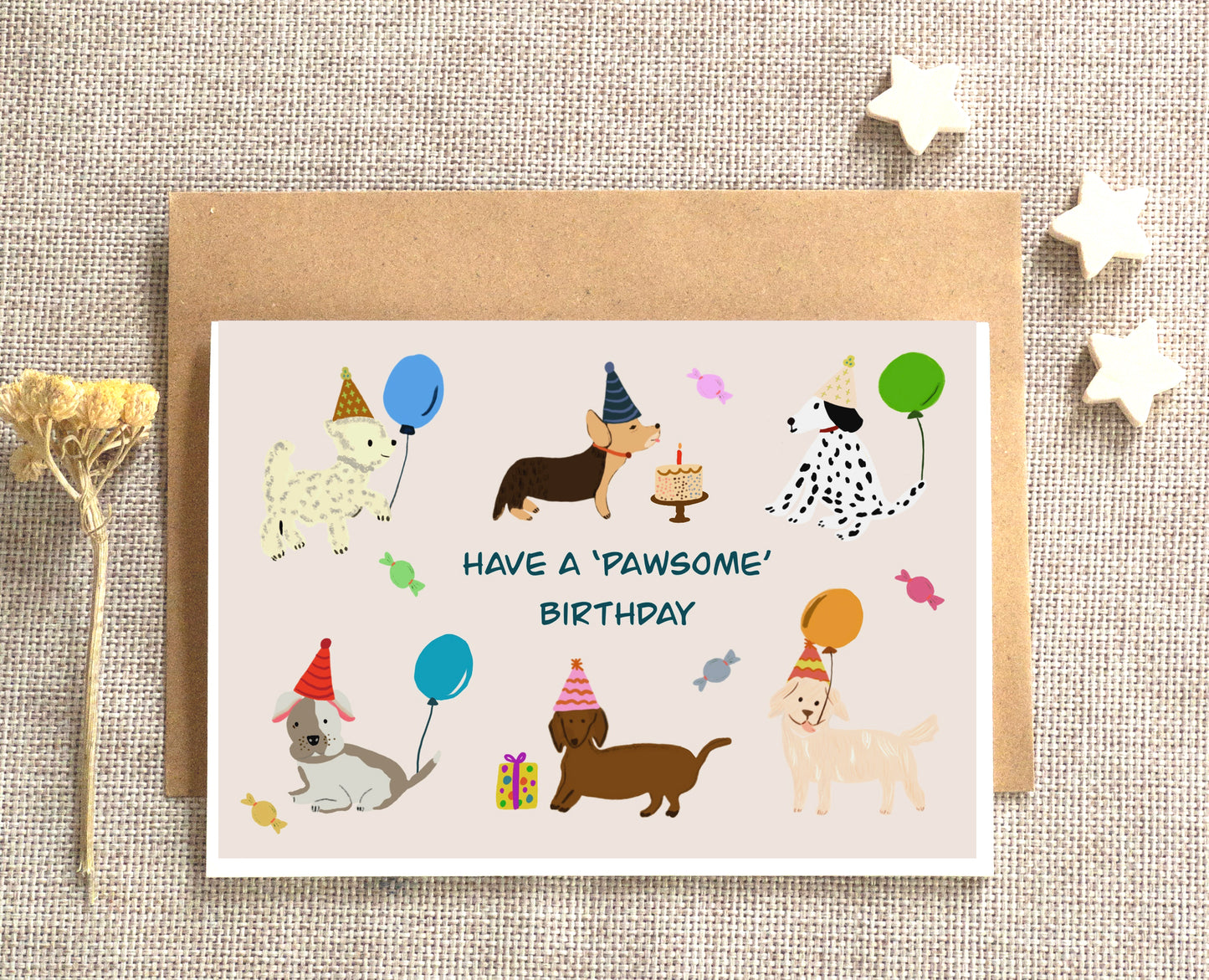 Dogs Party Ilustration | Birthday Card