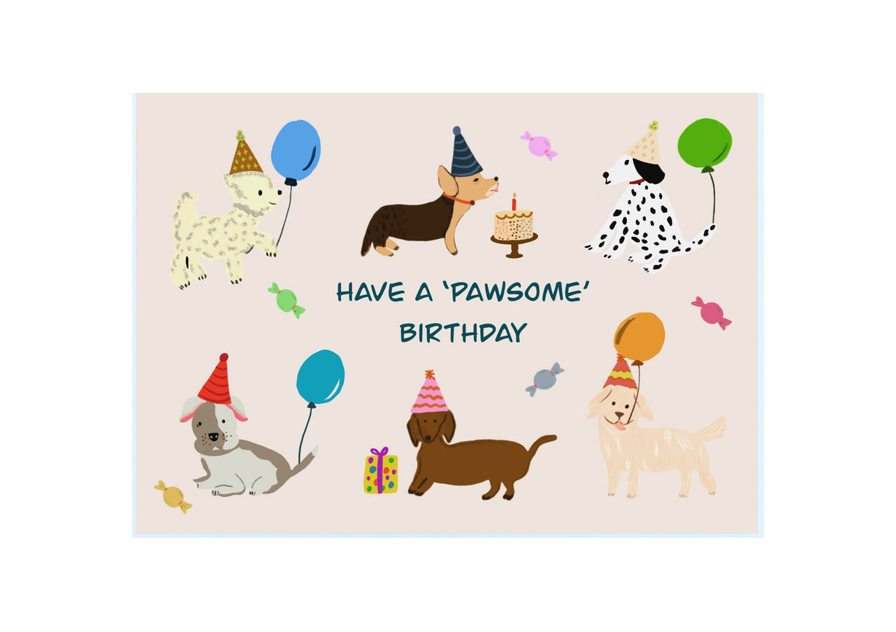 Dogs Party Ilustration | Birthday Card