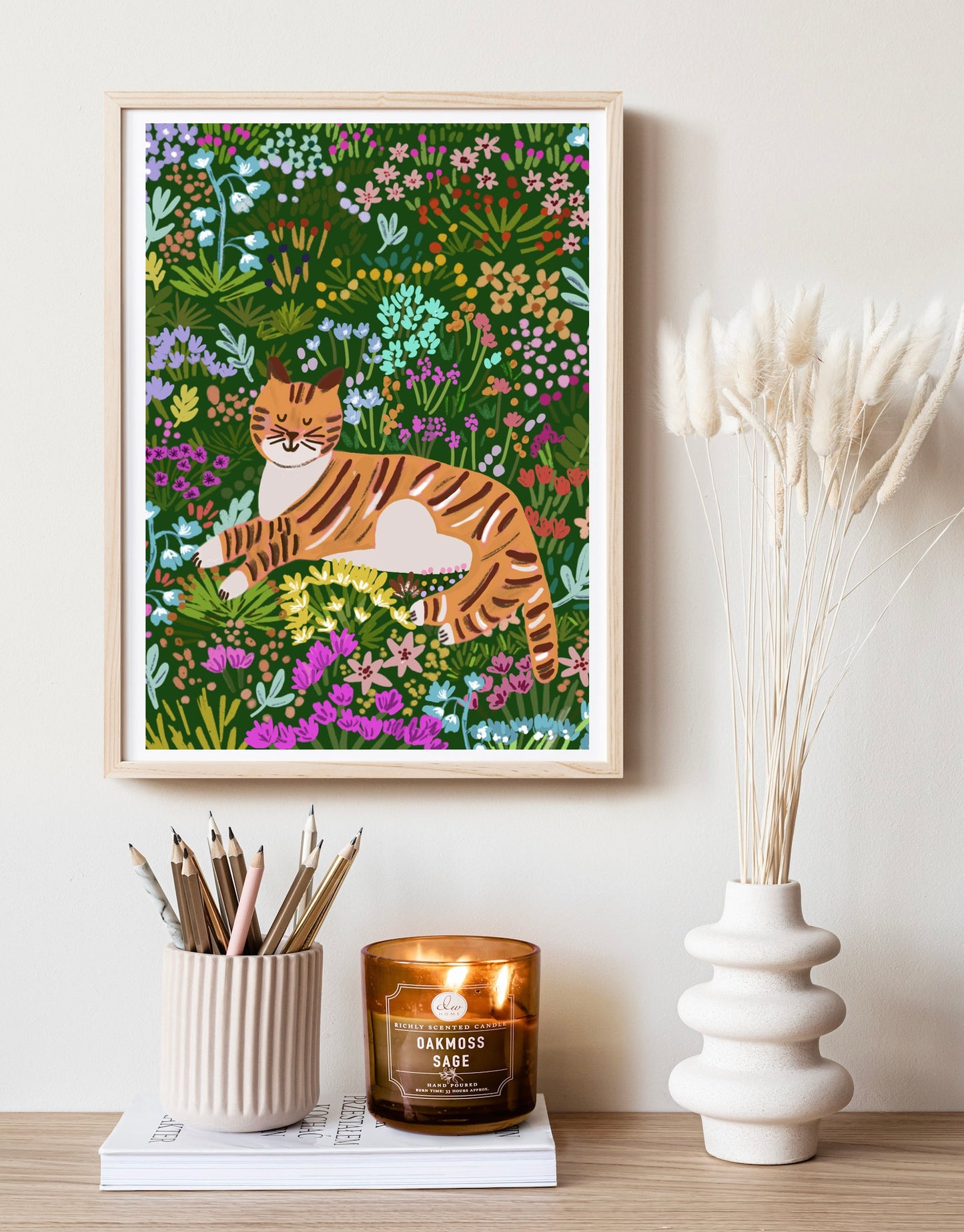 Cat in The Wild Flower Field | Animal-Children Room Poster
