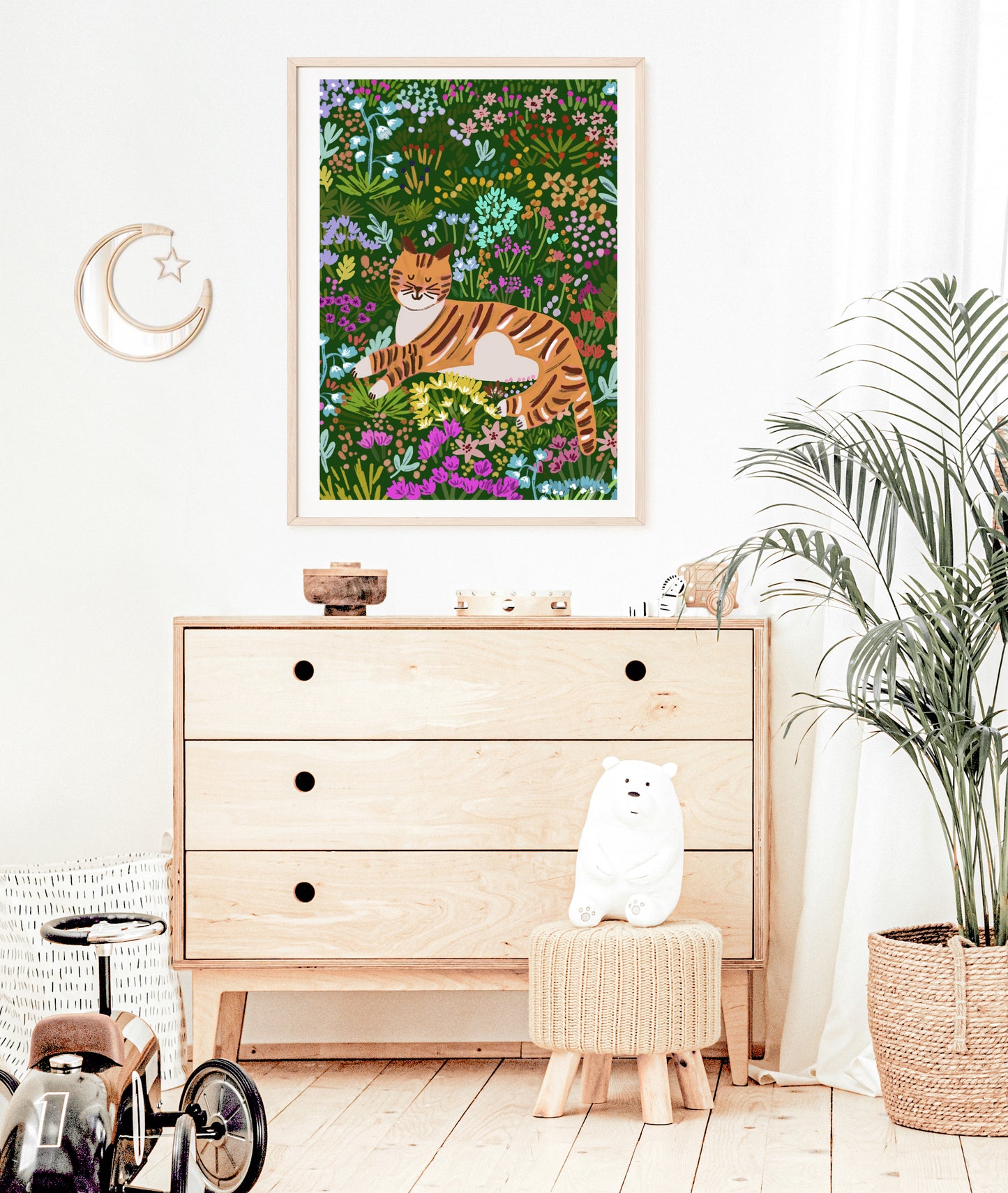 Cat in The Wild Flower Field | Animal-Children Room Poster