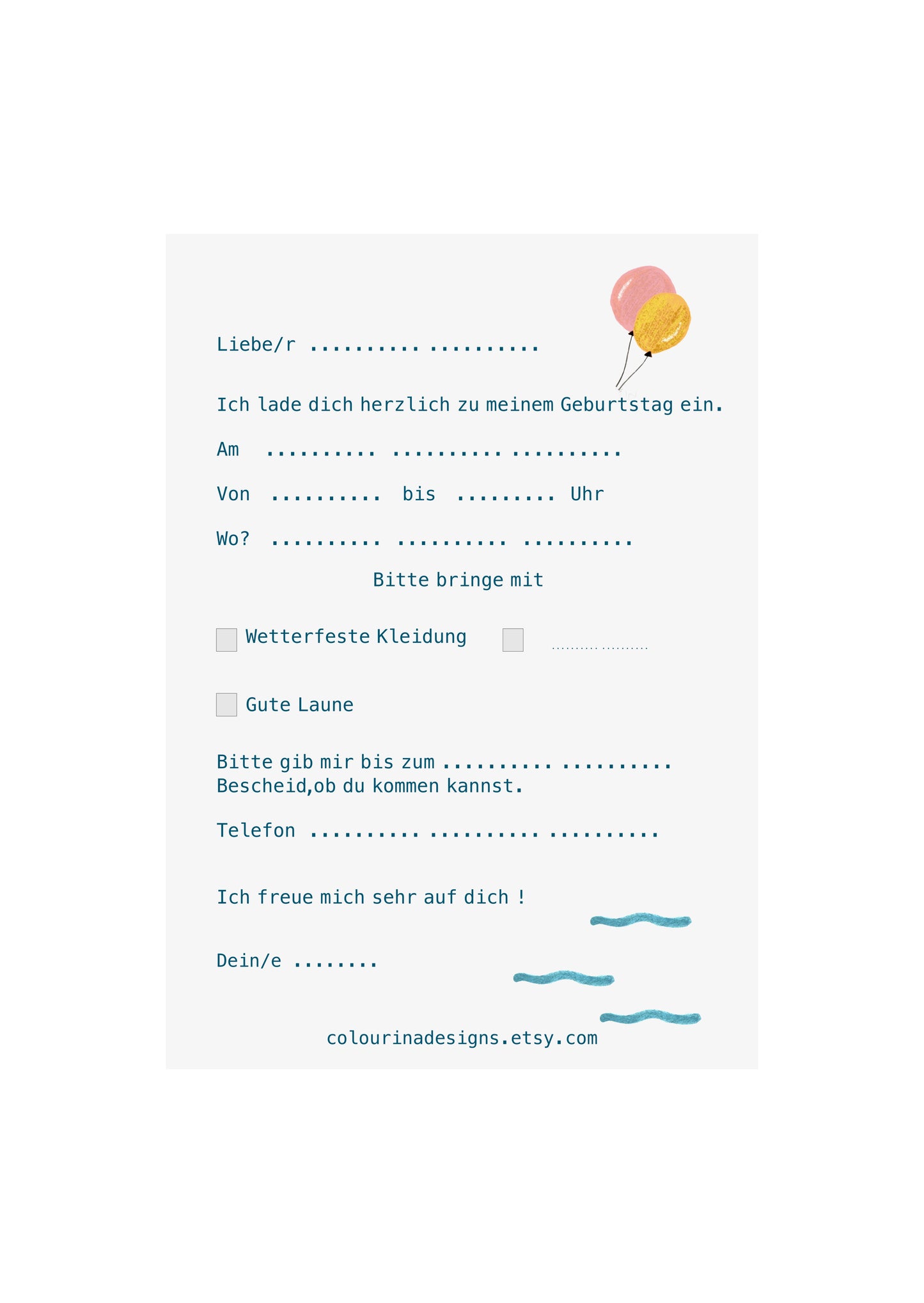 Blue Whale's Party | Children Party Invitation