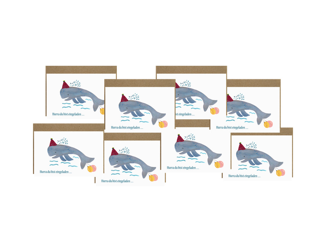 Blue Whale's Party | Children Party Invitation