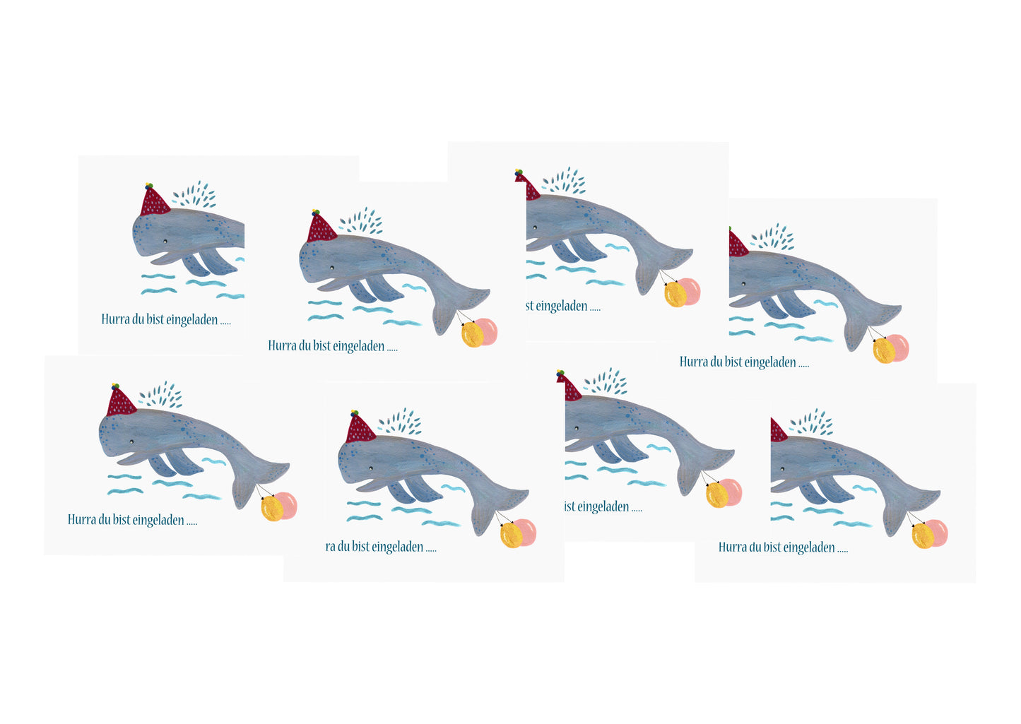 Blue Whale's Party | Children Party Invitation