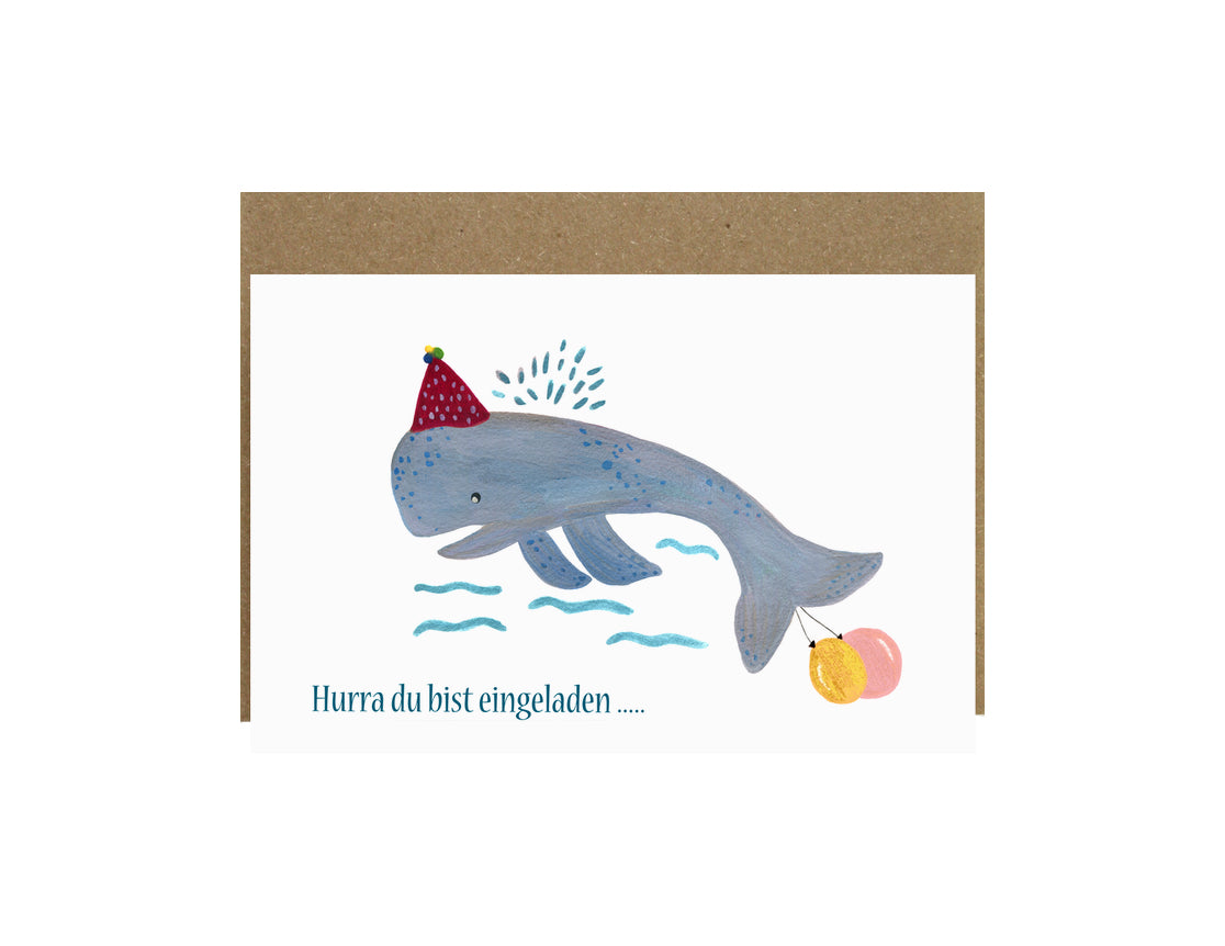 Blue Whale's Party | Children Party Invitation