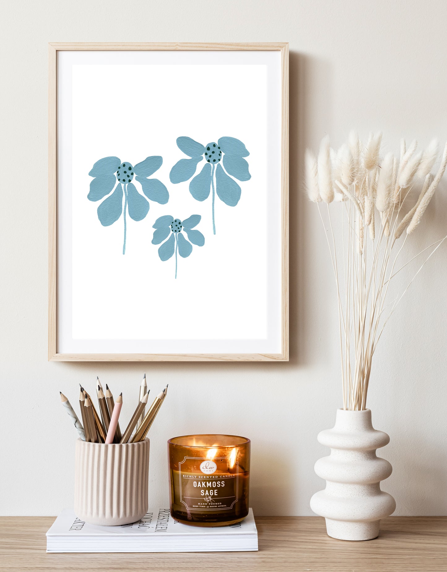 Baby Blue Floral | Floral Art Print