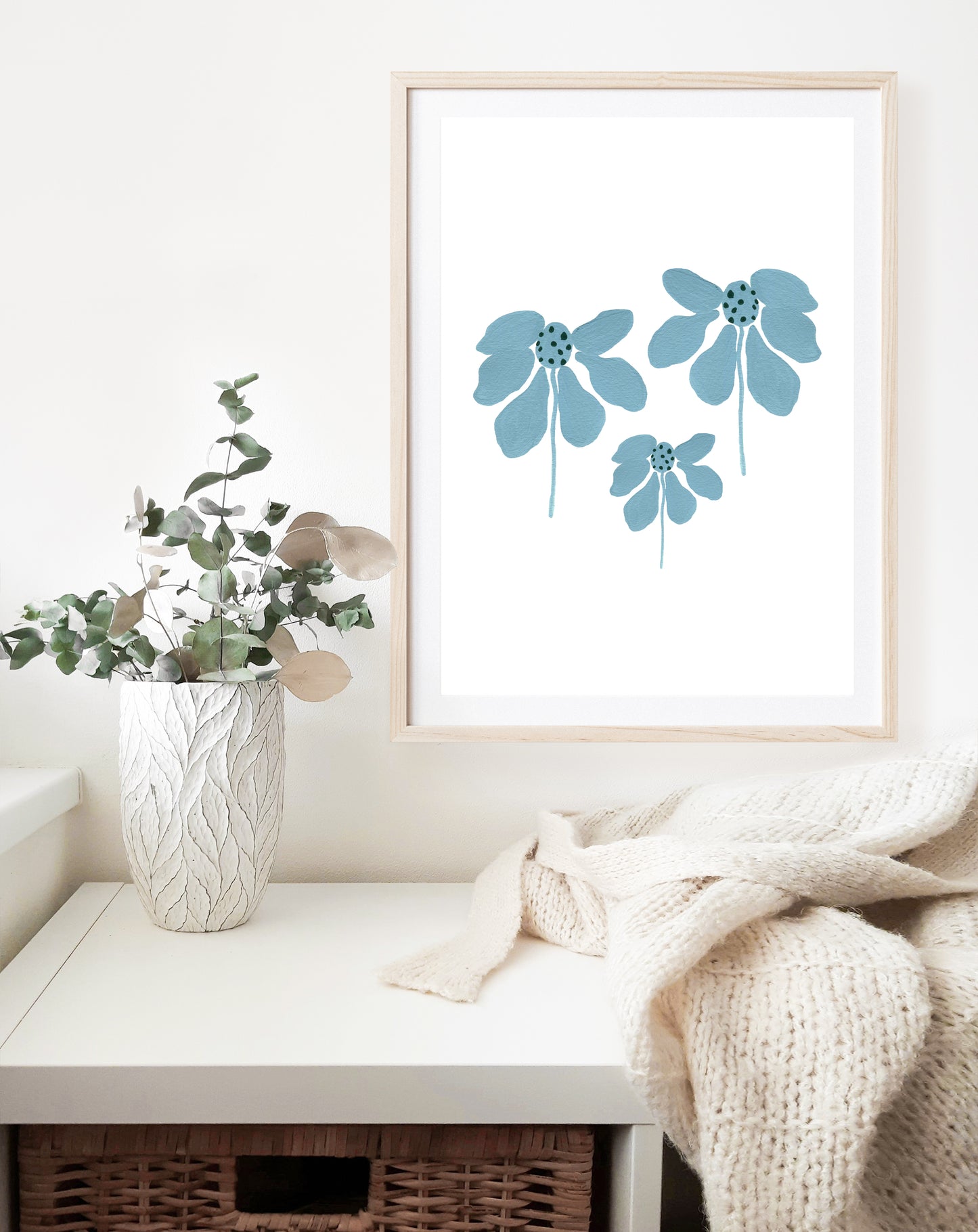 Baby Blue Floral | Floral Art Print