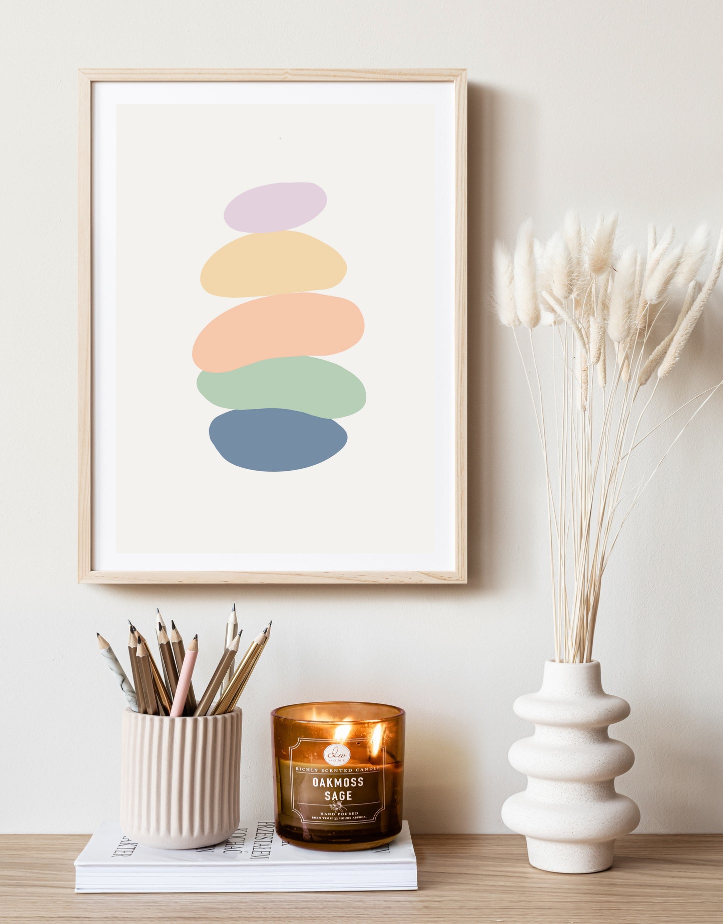 Colourful Stacked Pebbles | Minimalistic Art Print