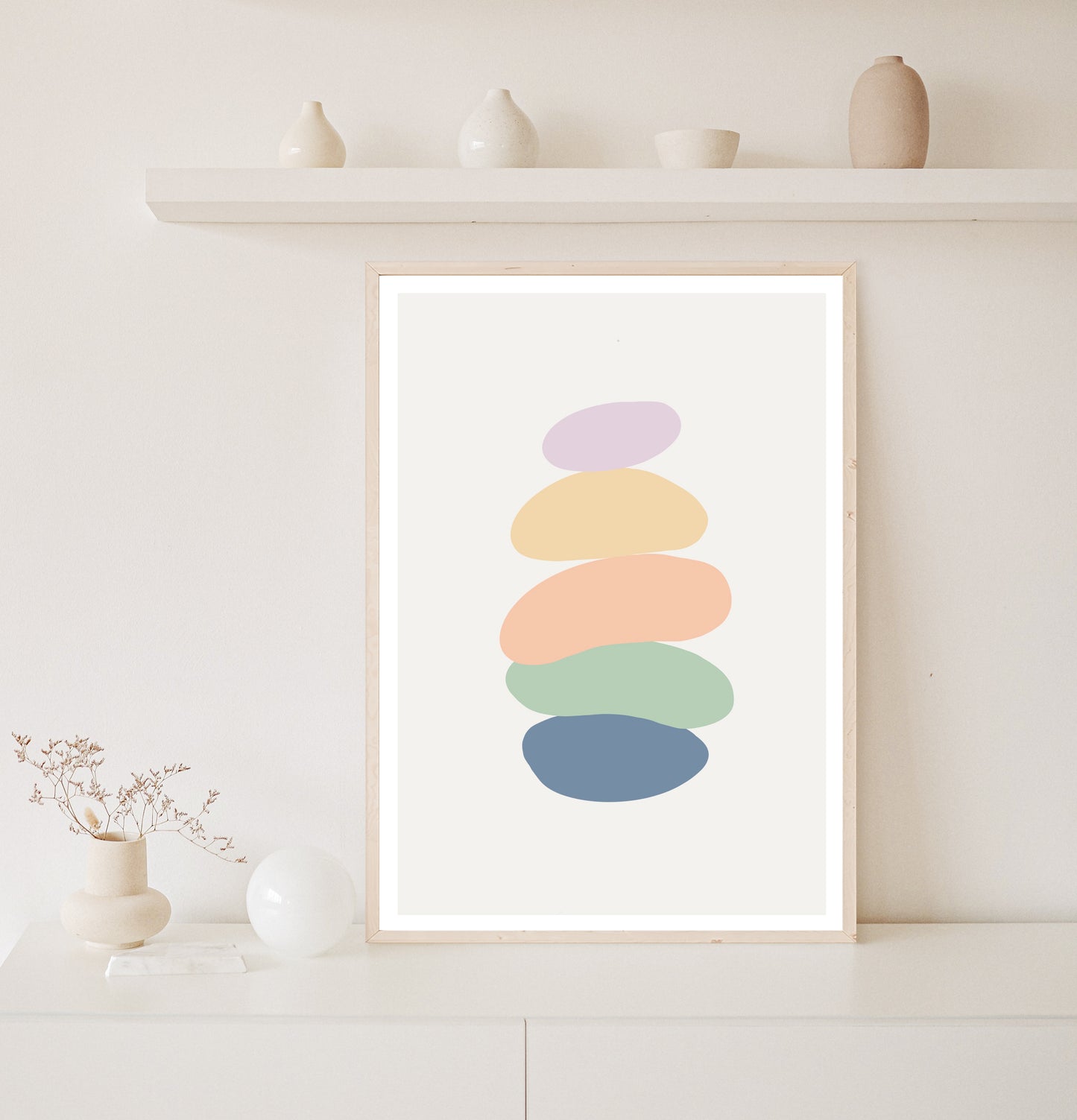 Colourful Stacked Pebbles | Minimalistic Art Print