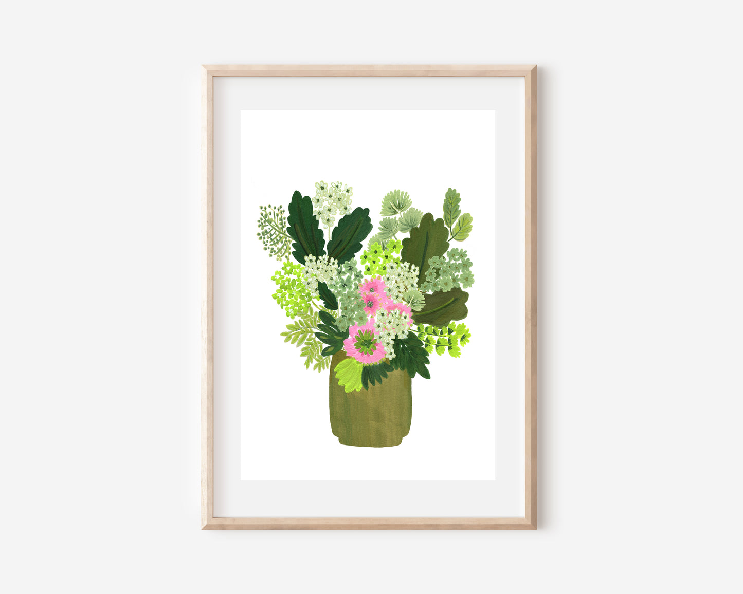 Green Flower Vase | Floral Print