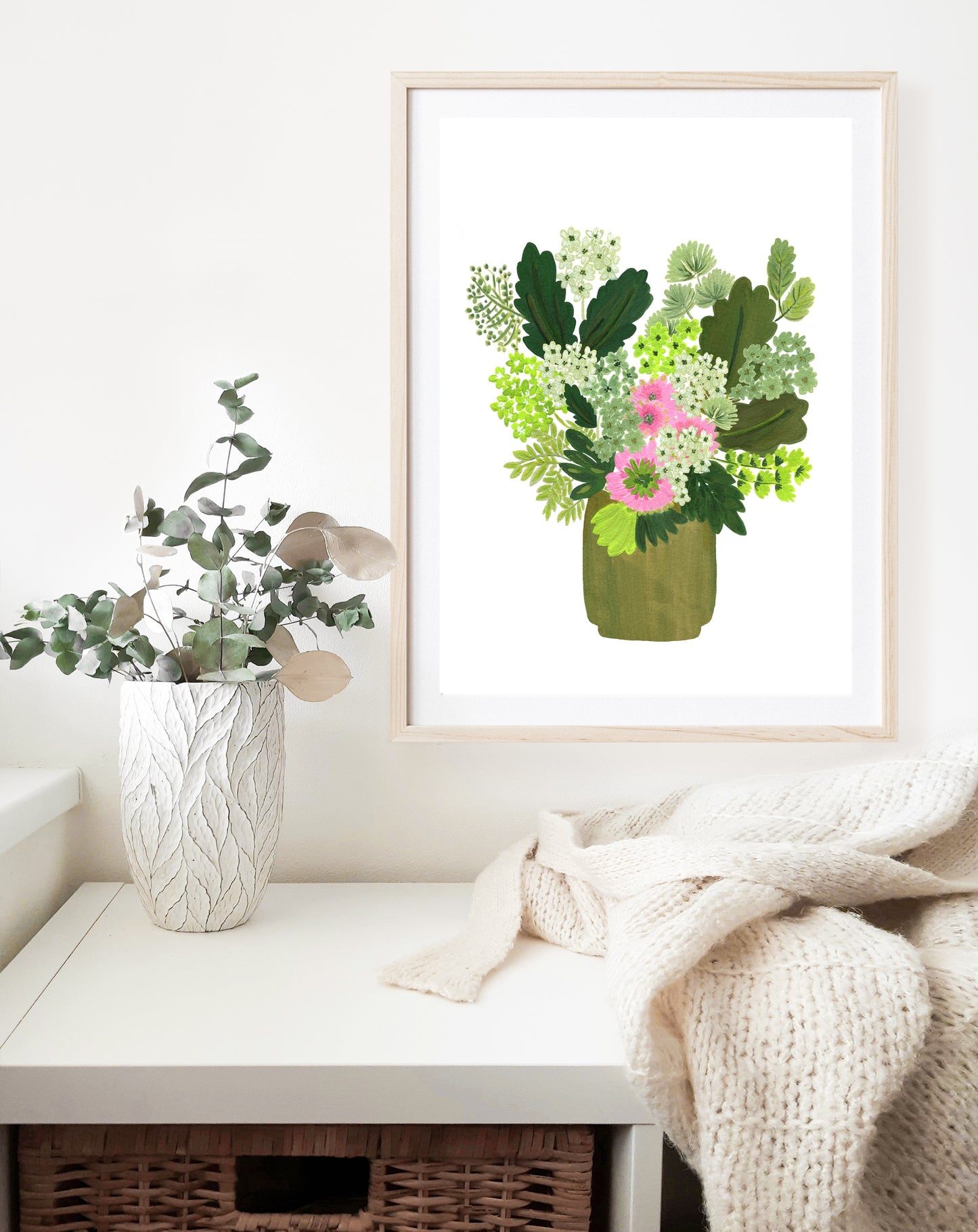 Green Flower Vase | Floral Print