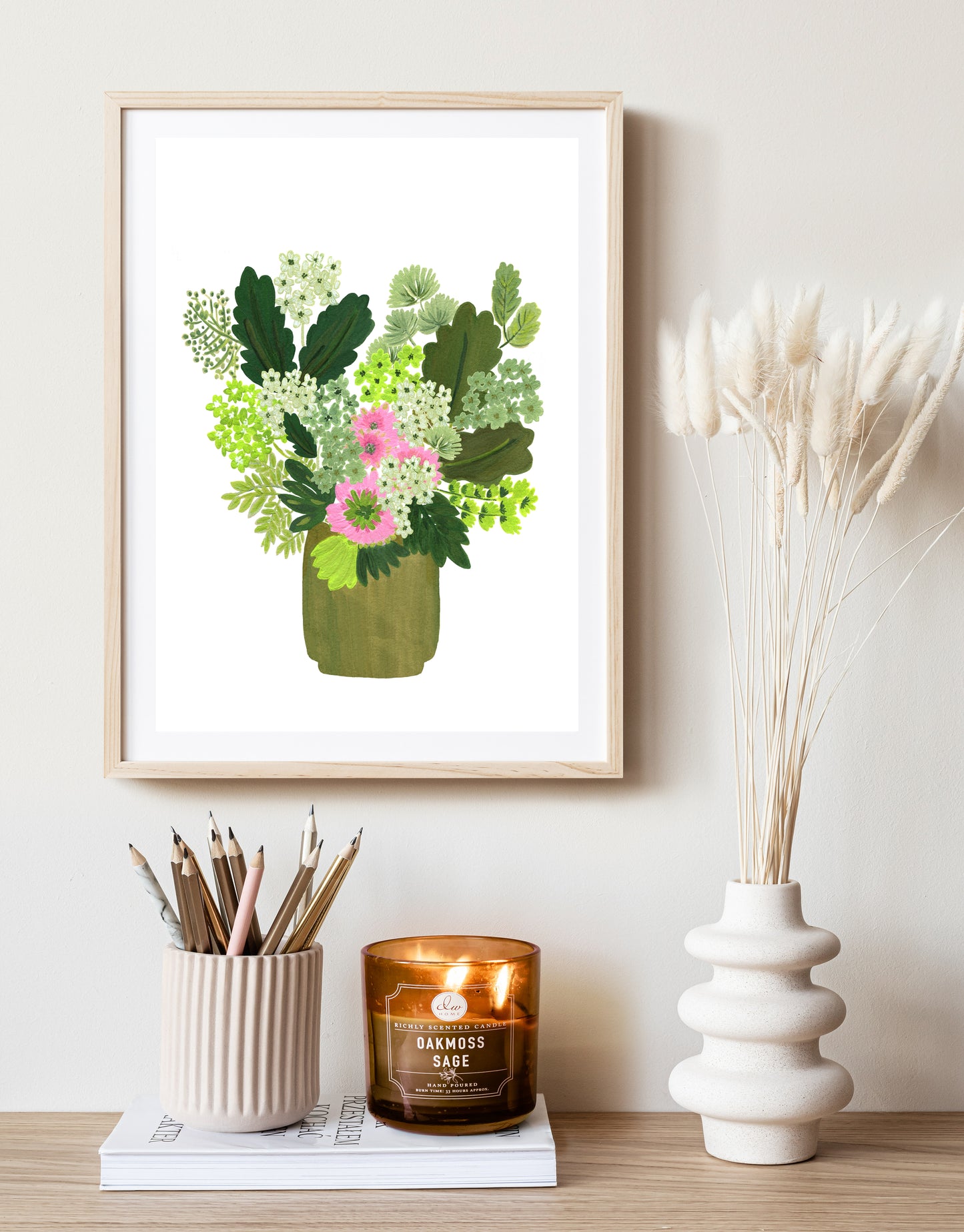 Green Flower Vase | Floral Print