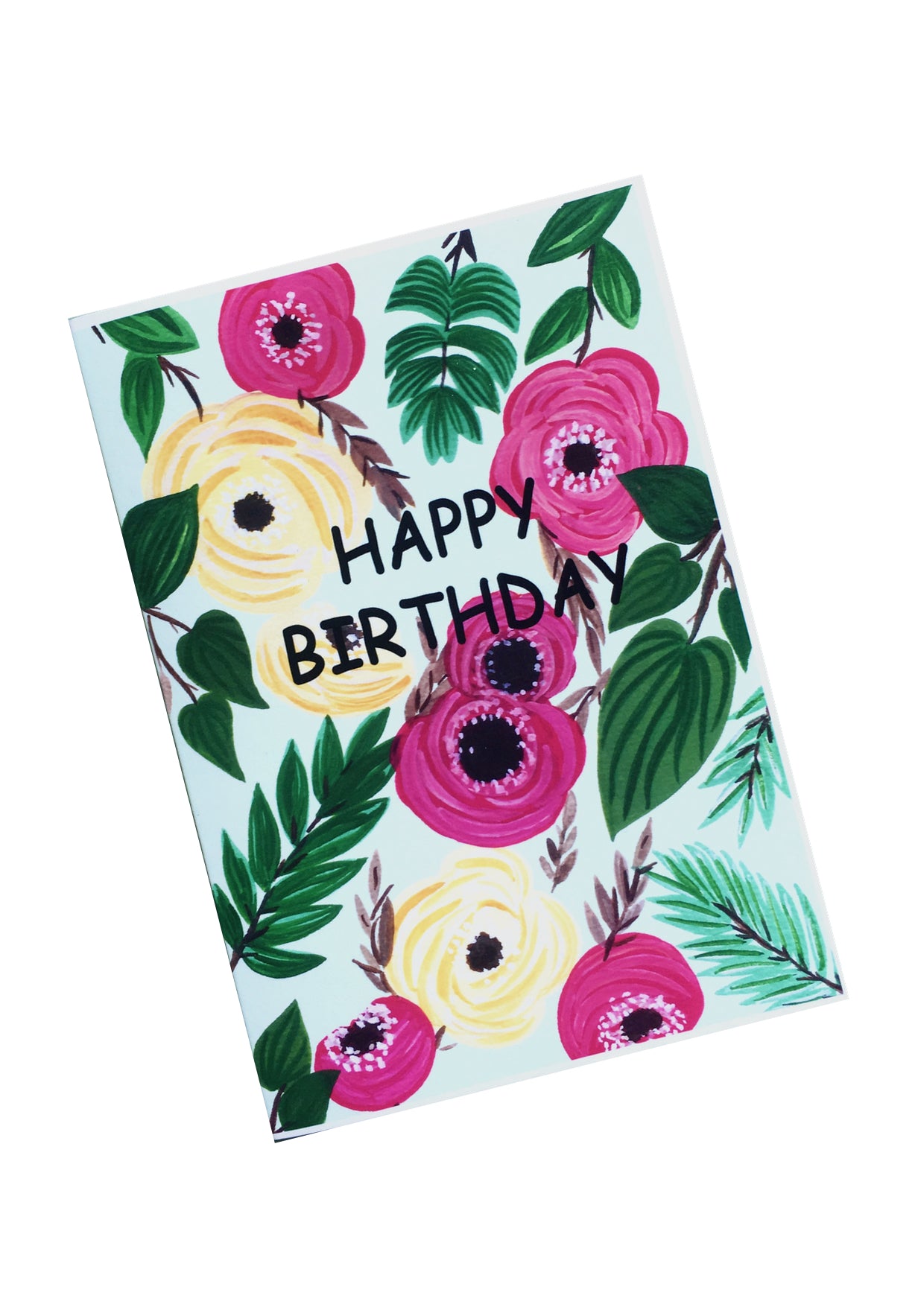Pink Green Roses | Birthday Card