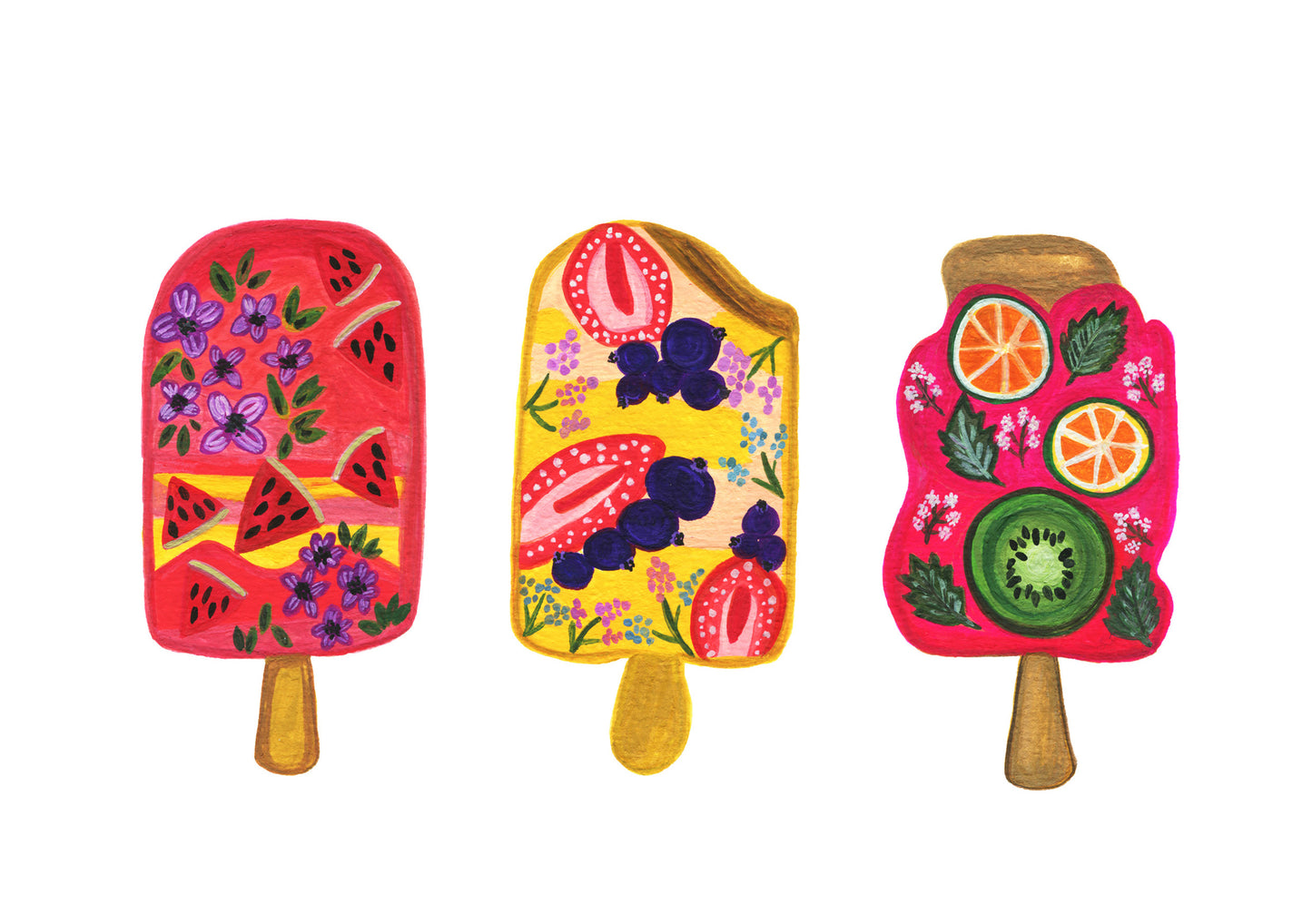 Summer Fruits Popsicles | Fruit Print